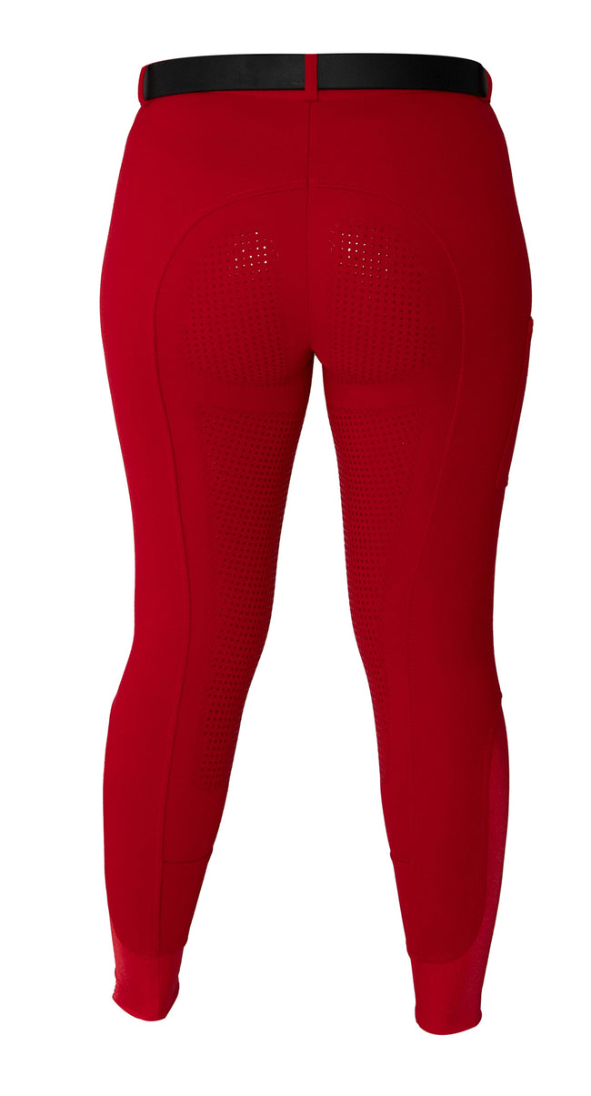 NEW Full Silicone Grip Horse Riding Tights Breeches Phone Pocket Red -  Equine London
